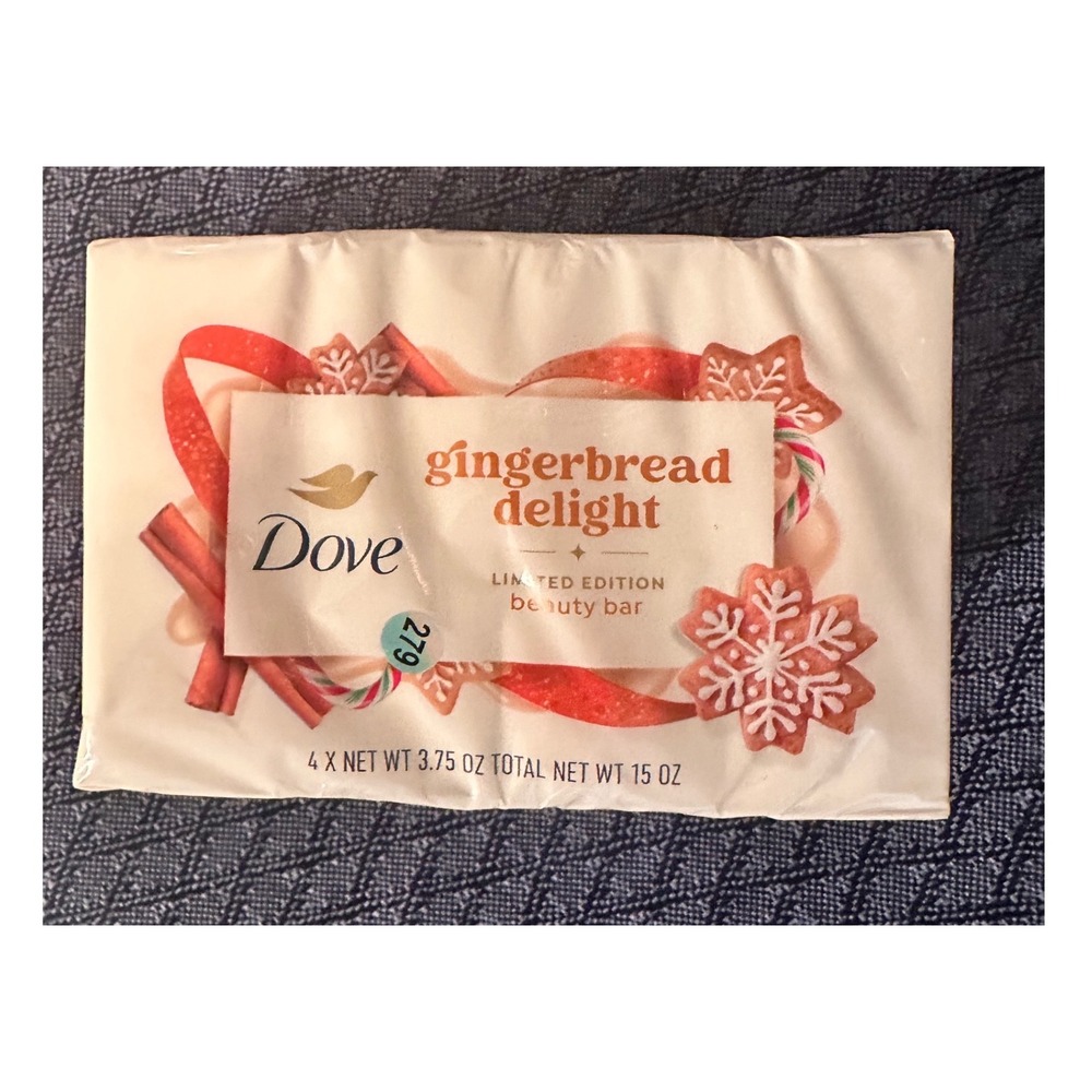 Dove Gingerbread Delight Limited Edition Beauty Bar 4 Pack 3.75oz Soap Bars 15oz